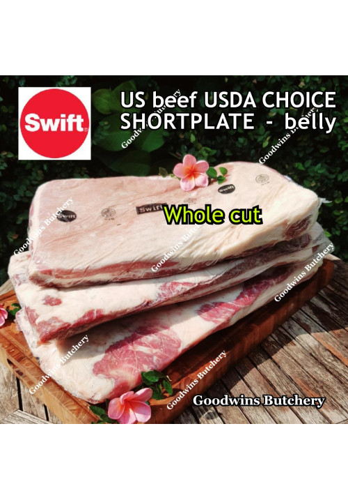 Beef belly samcan SHORTPLATE USDA US CHOICE SWIFT black label frozen whole cuts +/- 6kg/pc 48x28cm (price/kg)